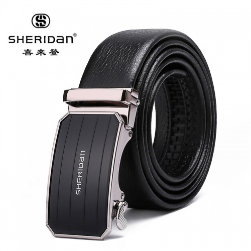 SHERIDAN 喜來登 男士真皮自動(dòng)扣正品腰帶男商務(wù)休閑潮牛皮褲帶NL160955S 黑色