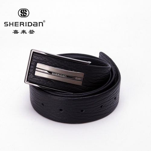SHERIDAN 喜來登 時尚休閑男士皮帶 平滑扣腰帶男 商務休閑牛皮板扣男褲帶NL170562S 黑色
