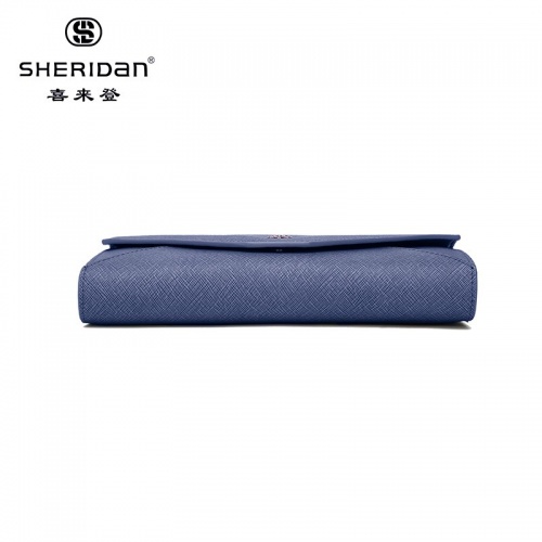SHERID AN 喜來登 女士錢包女長款手拿錢夾新款真皮韓版青年簡約錢包NL180433S 藍色