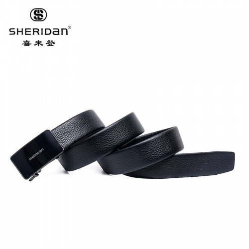 SHERIDAN 喜來登 皮帶男真皮自動(dòng)扣商務(wù)正裝腰帶休閑牛皮男士褲帶NL180959S 黑色
