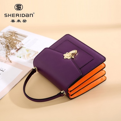 SHERIDAN 喜來登 新款時(shí)尚鏈條小方包百搭斜跨包女士手提包女士方包NL181136S 紫色